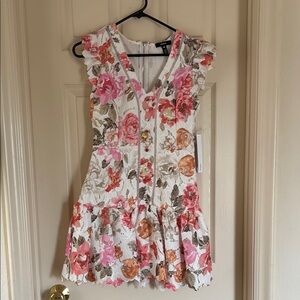 NWT Aqua Floral Ruffle Sleeveless Drop waist dress size small